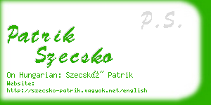 patrik szecsko business card